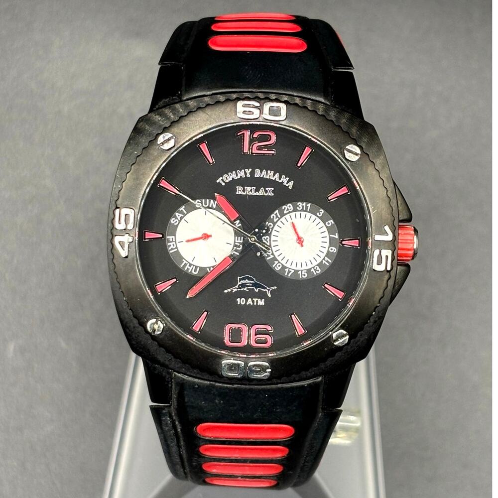 Tommy Bahama Relax TBRLX1033-A126 Reef Diver Black Red Silicone Men’s Watch